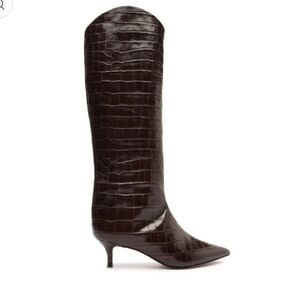 Schutz Maryana Lo Crocodile-Embossed Leather Boot